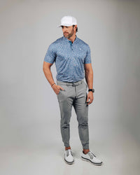 Blue Stained Glass Blade Collar Polo